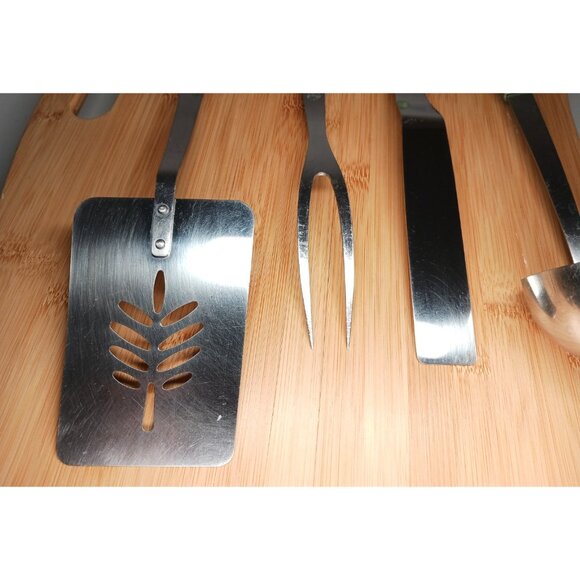 VTG Sears Stainless Avocado Green 4 Piece Kitchen Tool Utensil Set Serving - Picture 9 of 13